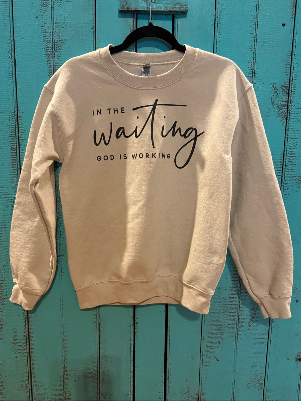Gildan Beige 'In The Waiting' Crewneck Sweatshirt